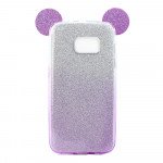 Wholesale Galaxy S7 Edge Minnie Bow Glitter Necklace Strap Case (Purple)